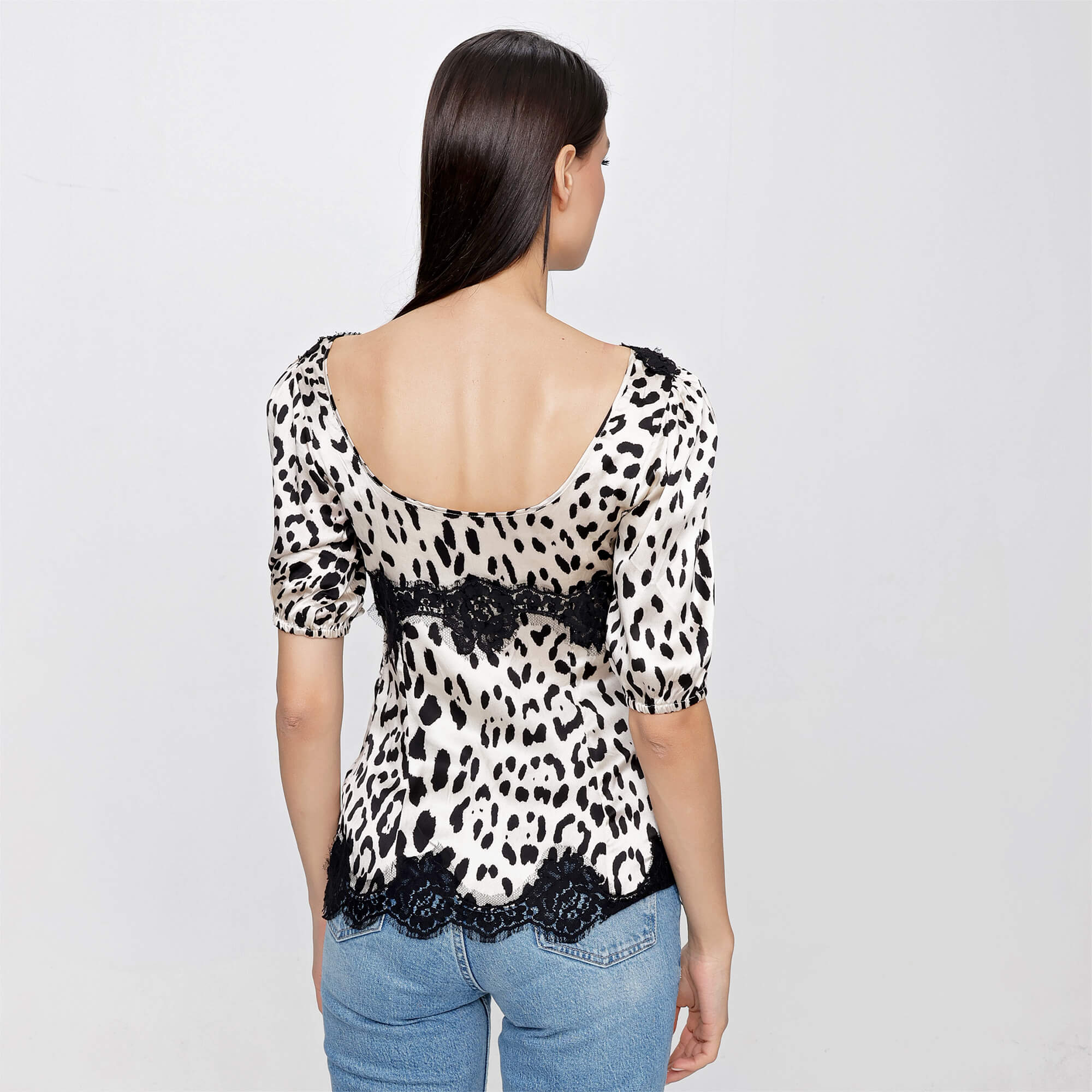 Dolce&Gabbana - Black&White Leopard Silk Blouse